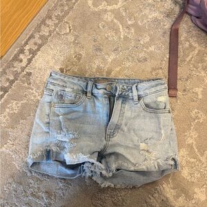 Just USA Light Wash Ripped Jean Shorts
